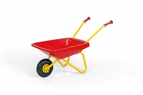 Kids Plastic Wheelbarrow – Red – Metal Frame, Rubber Grip Handles, 25kg Capacity