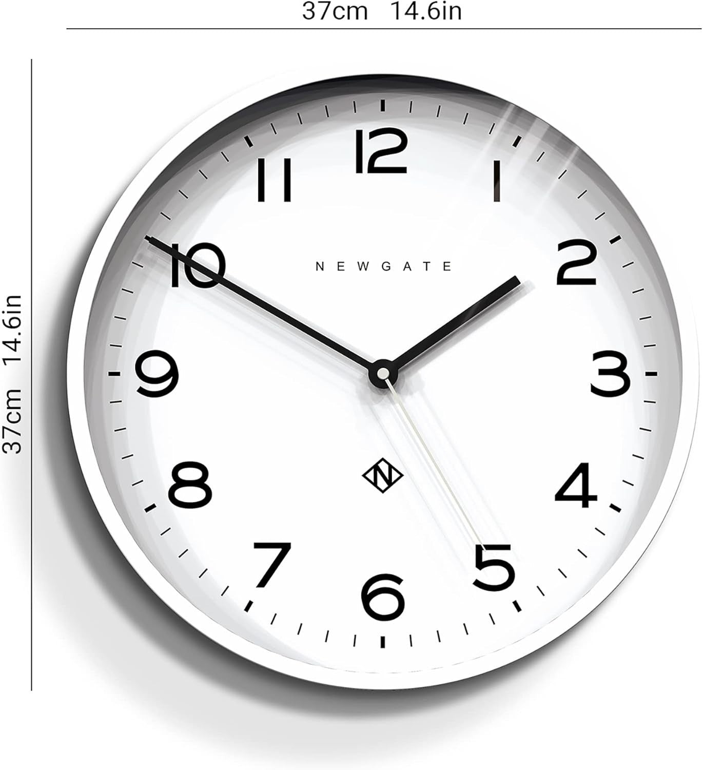 Silent Modern Wall Clock White 37cm Minimalist Decor Kitchen Home