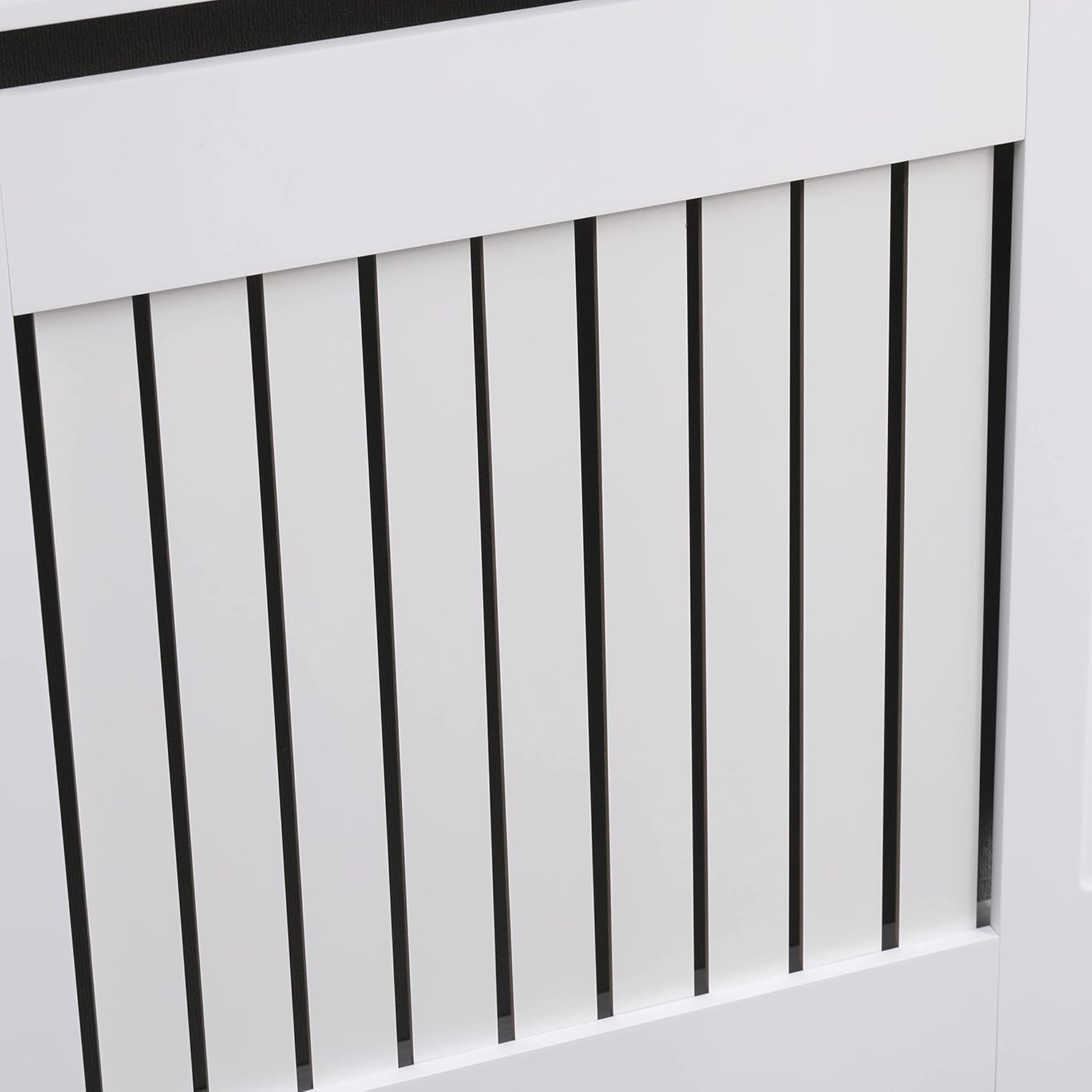 Small White Radiator Cover | Modern MDF Vertical Slat Cabinet Heat Efficient