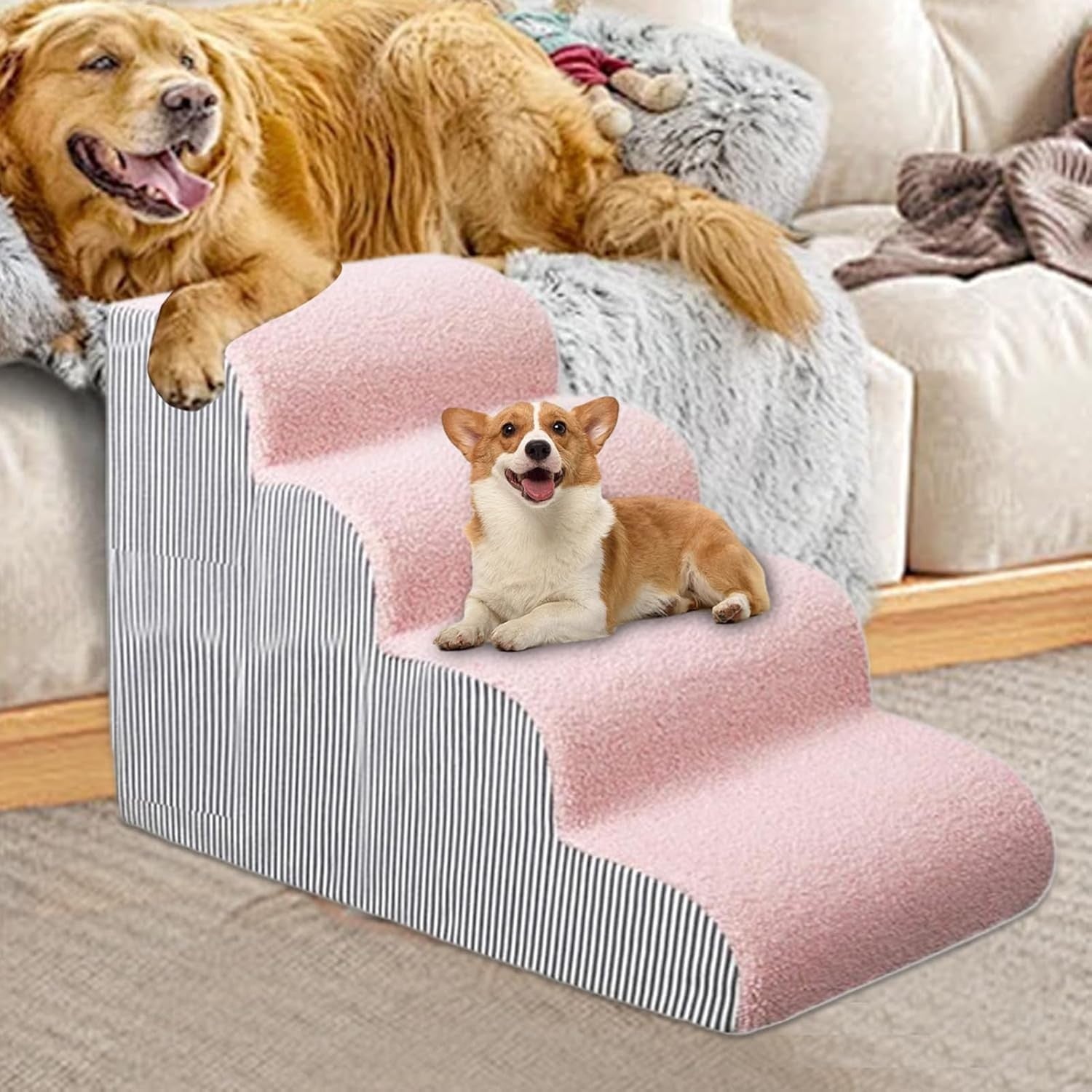 Dog Stairs for Bed Non Slip Pet Ramp Small Dogs Sofa SUV