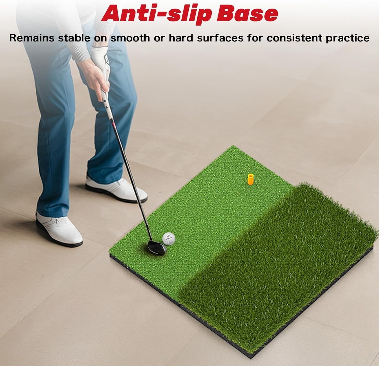 Large Golf Hitting Mat Non-Slip Practice Turf Indoor Outdoor Driving Pad