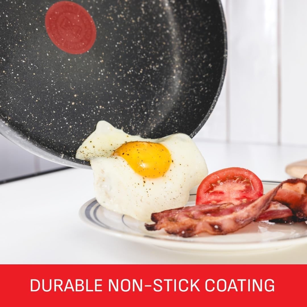 5pcs Stone Non Stick Cookware Set – Glass Lid Pots & Frying Pans, PFOA Free