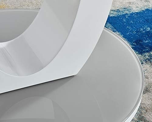 Round High Gloss Glass Dining Table Modern Grey White 100cm Space Saving Table