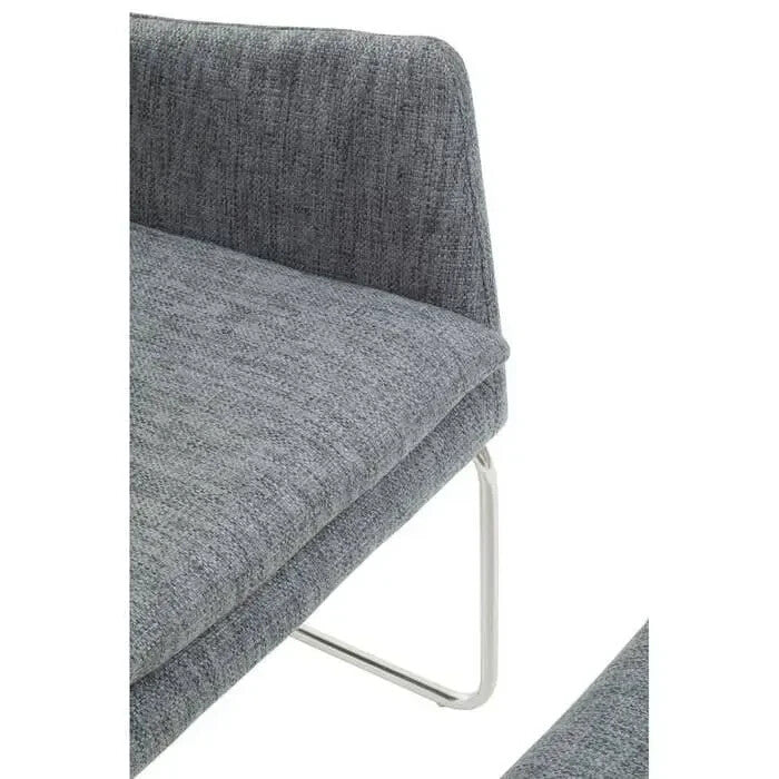 Grey Fabric Lounge Chair with Footstool Modern Metal Frame Armchair