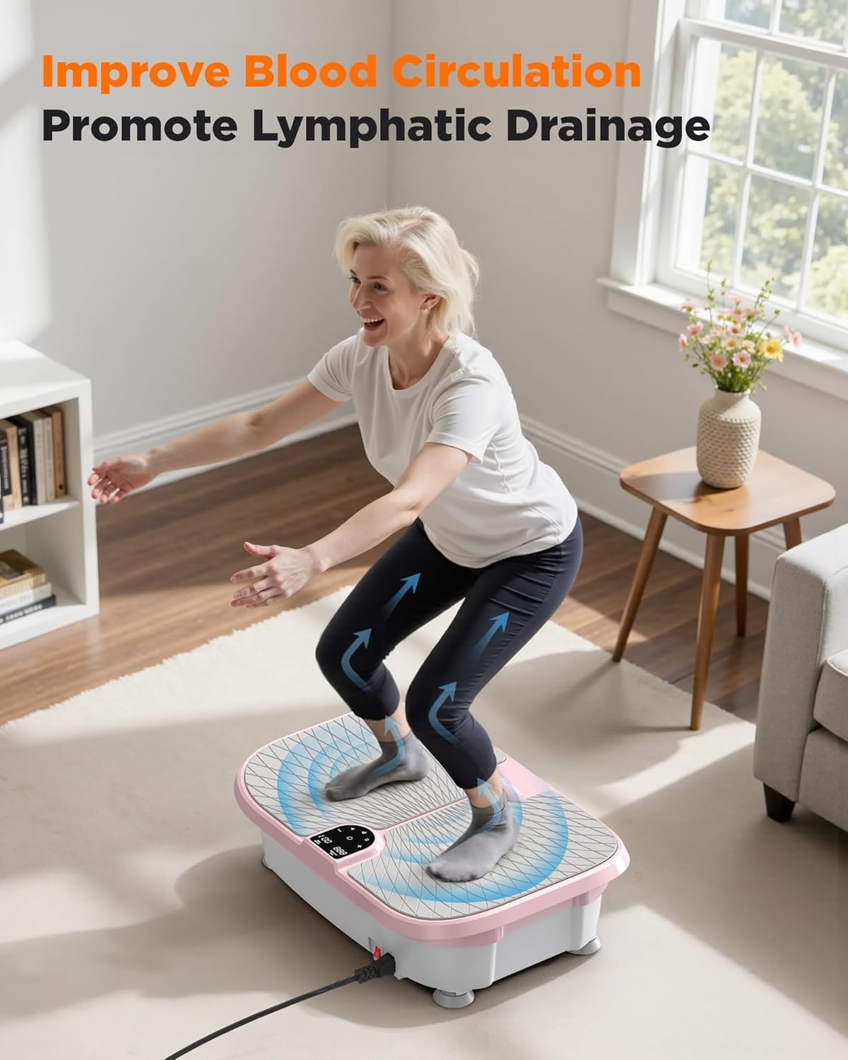 Pink Vibration Plate Exercise Machine 99 Speeds Full Body Toning