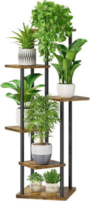 6 Tier Tall Metal Wood Plant Stand Indoor Outdoor Corner Display Rack Black