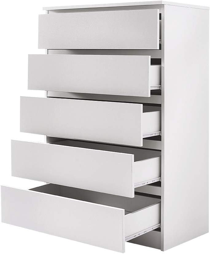 Modern White 5-Drawer Chest Storage Cabinet Bedroom Hallway Organizer Unit