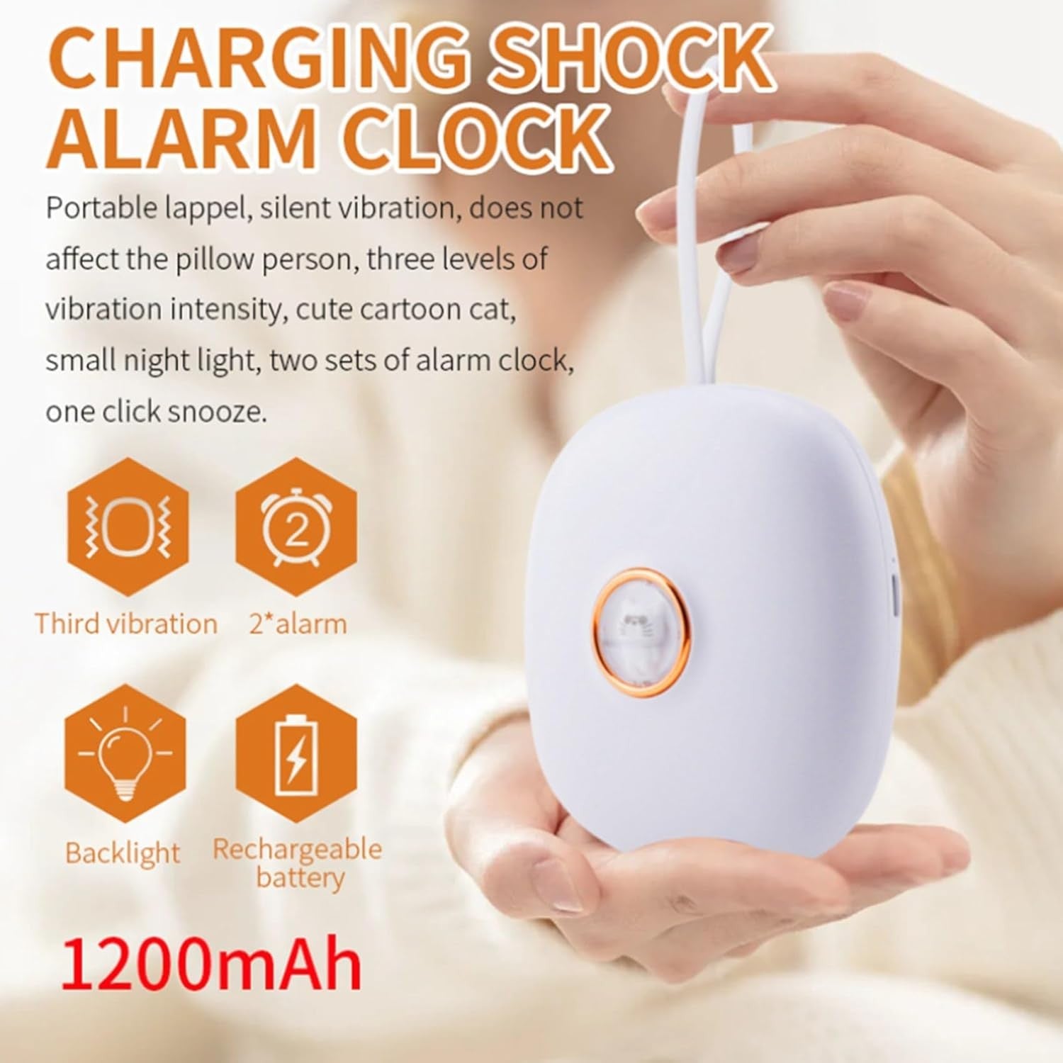 Vibrating Alarm Clock for Heavy Sleepers Deaf Hearing Impaired Travel USB