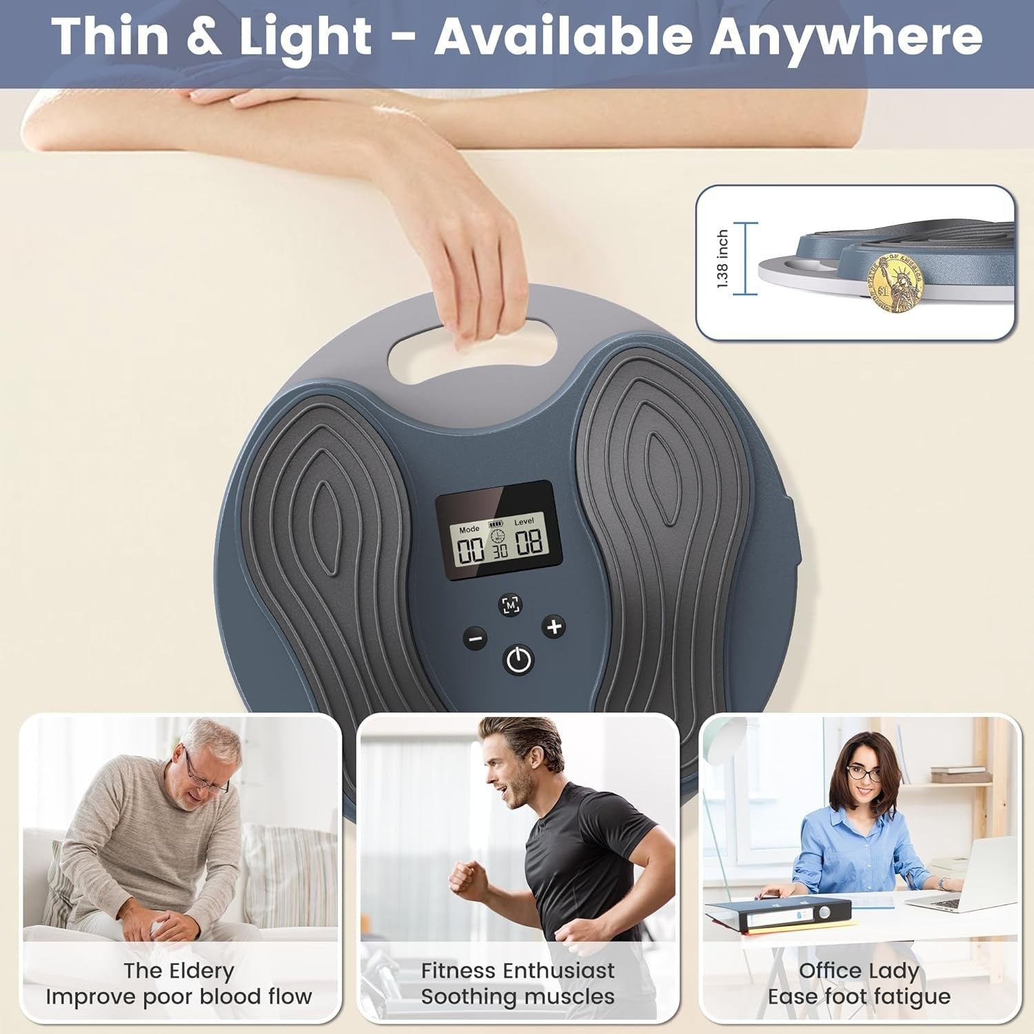 Foot Circulation Massager EMS Muscle Stimulator Pain Relief TENS Pads 20 Levels