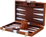 Luxury Backgammon Set Leather Case Folding Board Travel Strategy Game
