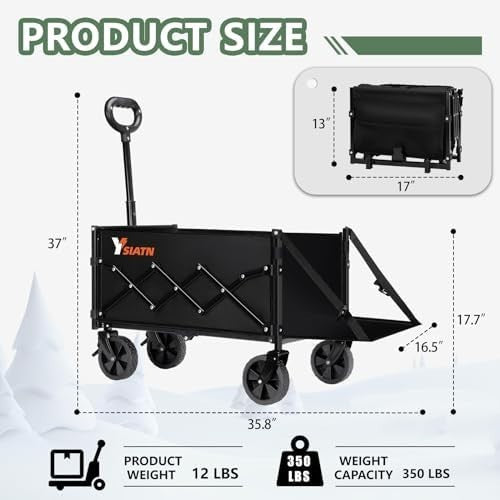 100L Folding Festival Trolley Wagon Expandable Tailgate 136kg Load