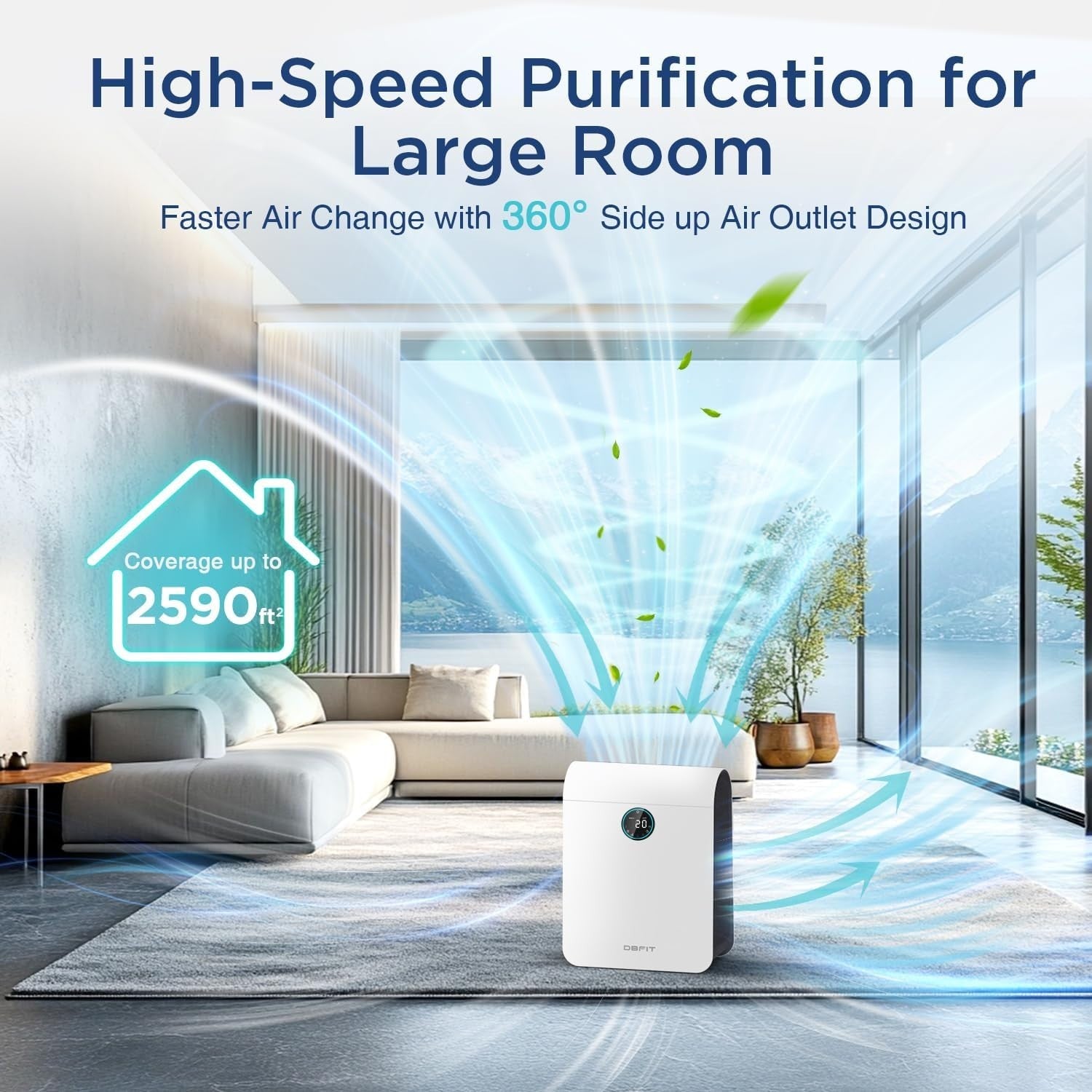 H13 HEPA Air Purifier Large Room PM2.5 Auto Pet Hair Odor 2590ft²