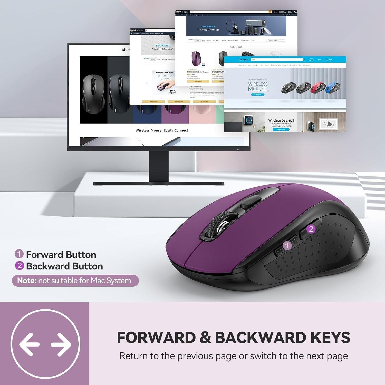 Quiet Bluetooth Wireless Mouse 4000DPI Multi Device Ergonomic Office Style