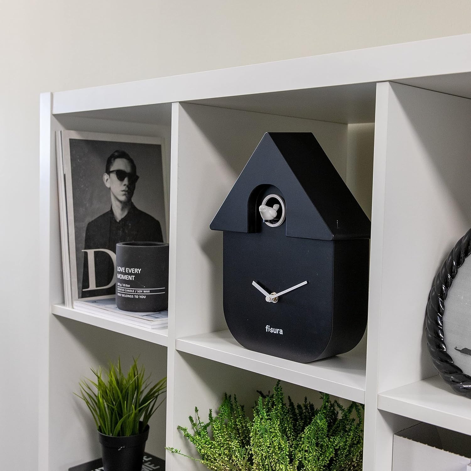 Silent Black Cuckoo Wall Clock Battery Operated Modern Pendulum Decor Gift