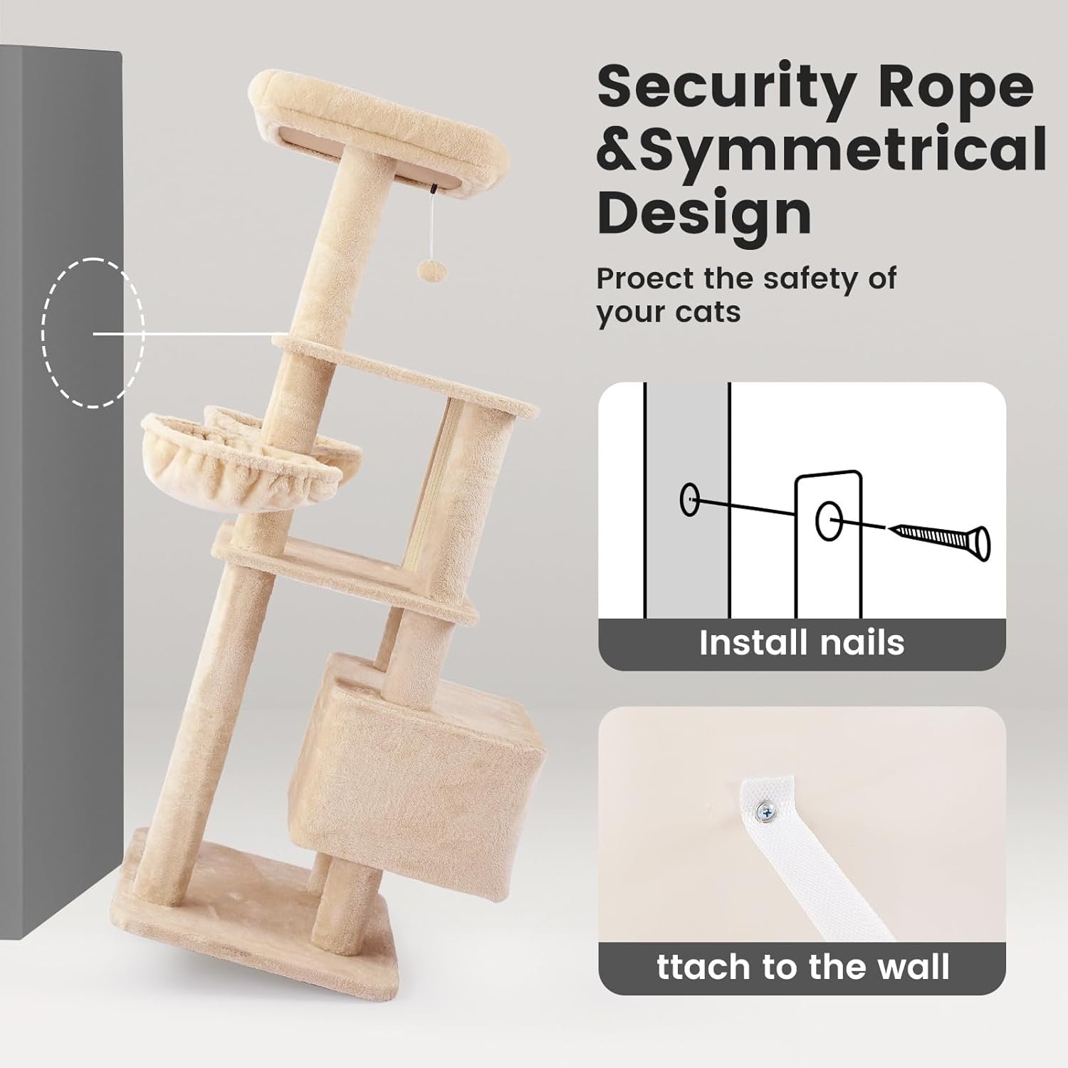 Large Cat Tree Tower 165cm 6 Level Scratching Post Condo Play