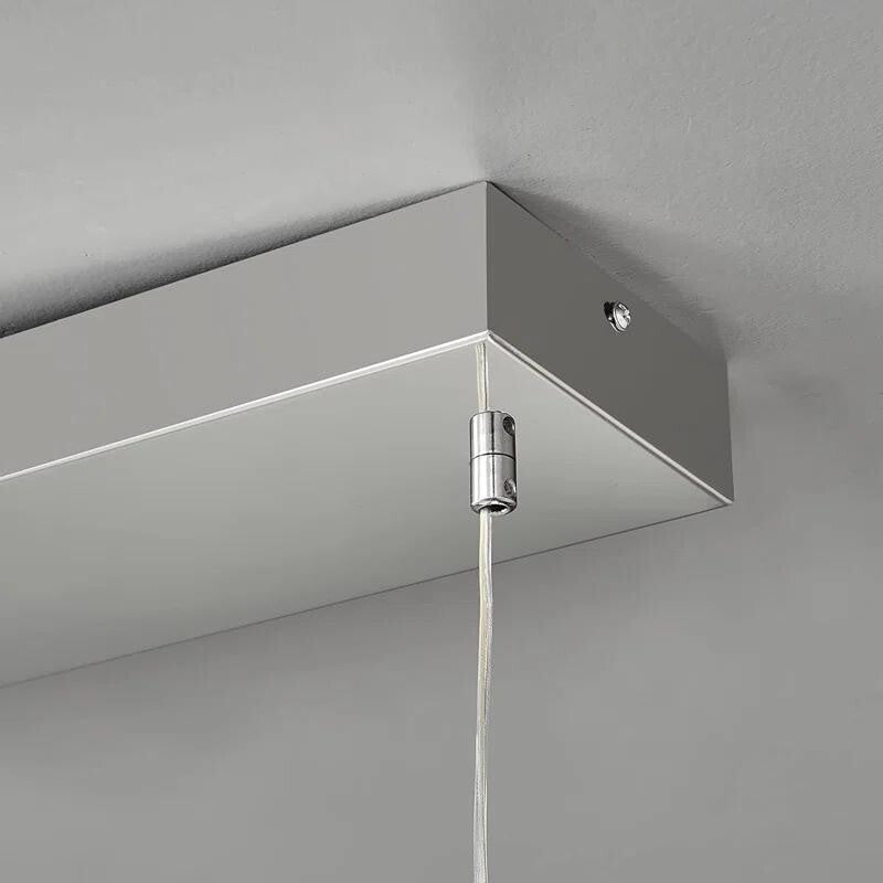 Modern 6-Light LED Pendant Chandelier Remote Dimmable 110CM Chrome Bar
