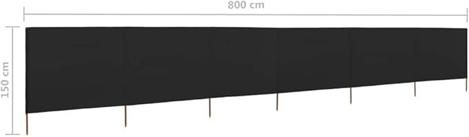 6-Panel Black Wind Screen 800x120cm Outdoor Garden Camping Divider