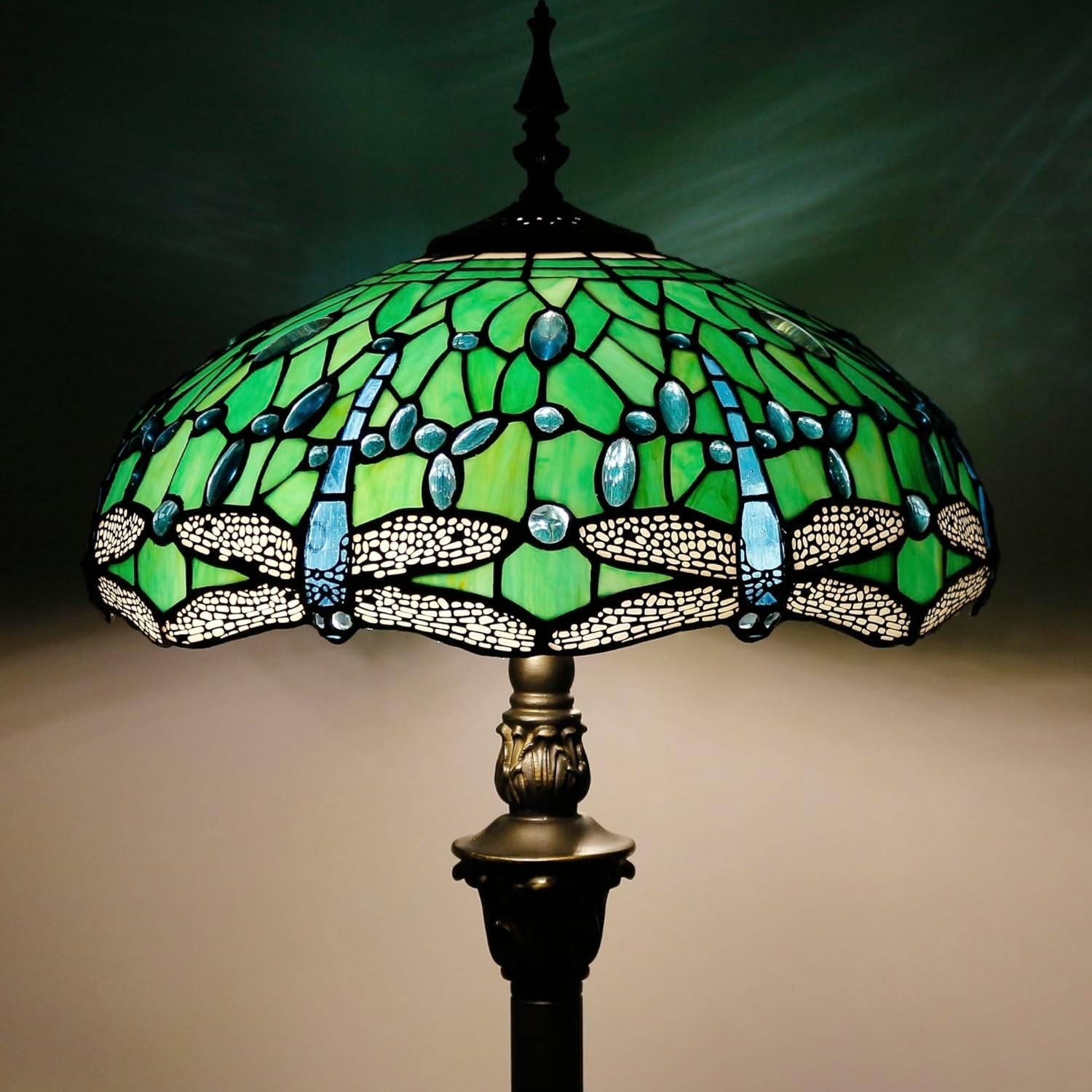 Stained Glass Tiffany Floor Lamp 70" Tall Antique Style Reading Light