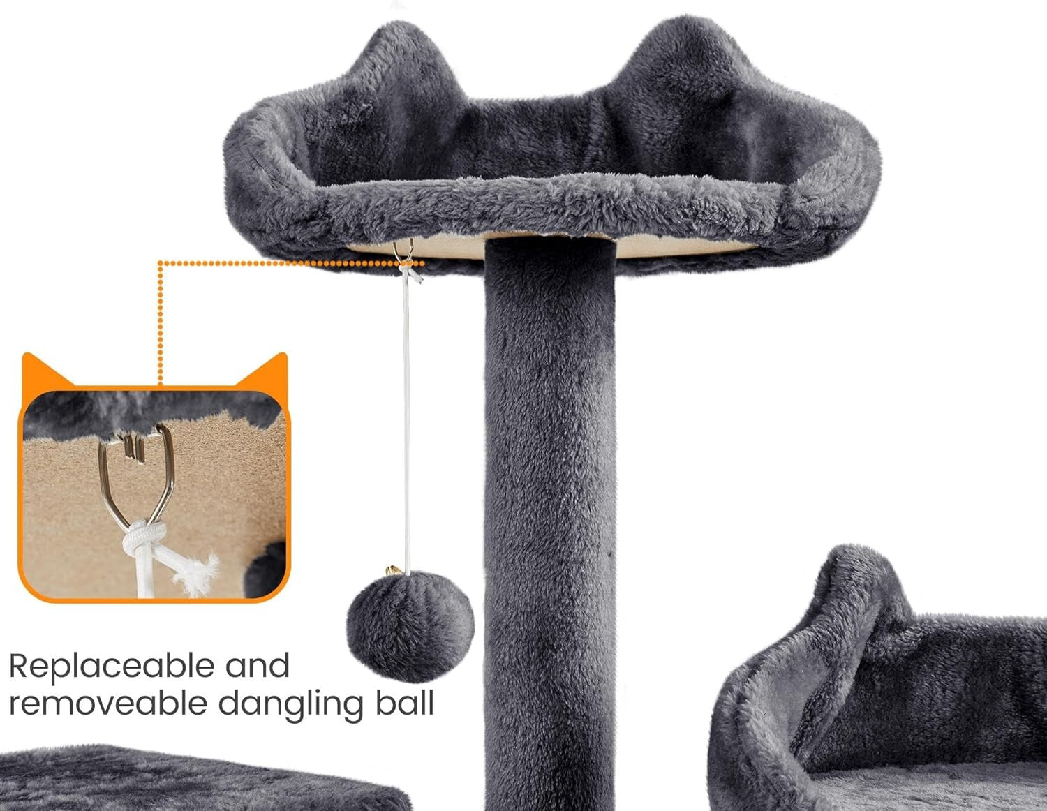 182cm Large Cat Tree Tower Dark Grey Multi Level Condo Scratching Posts