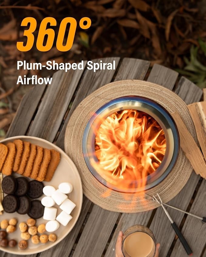 Smokeless Tabletop Fire Pit Portable Wood Pellet Burner Safe Indoor Outdoor Use