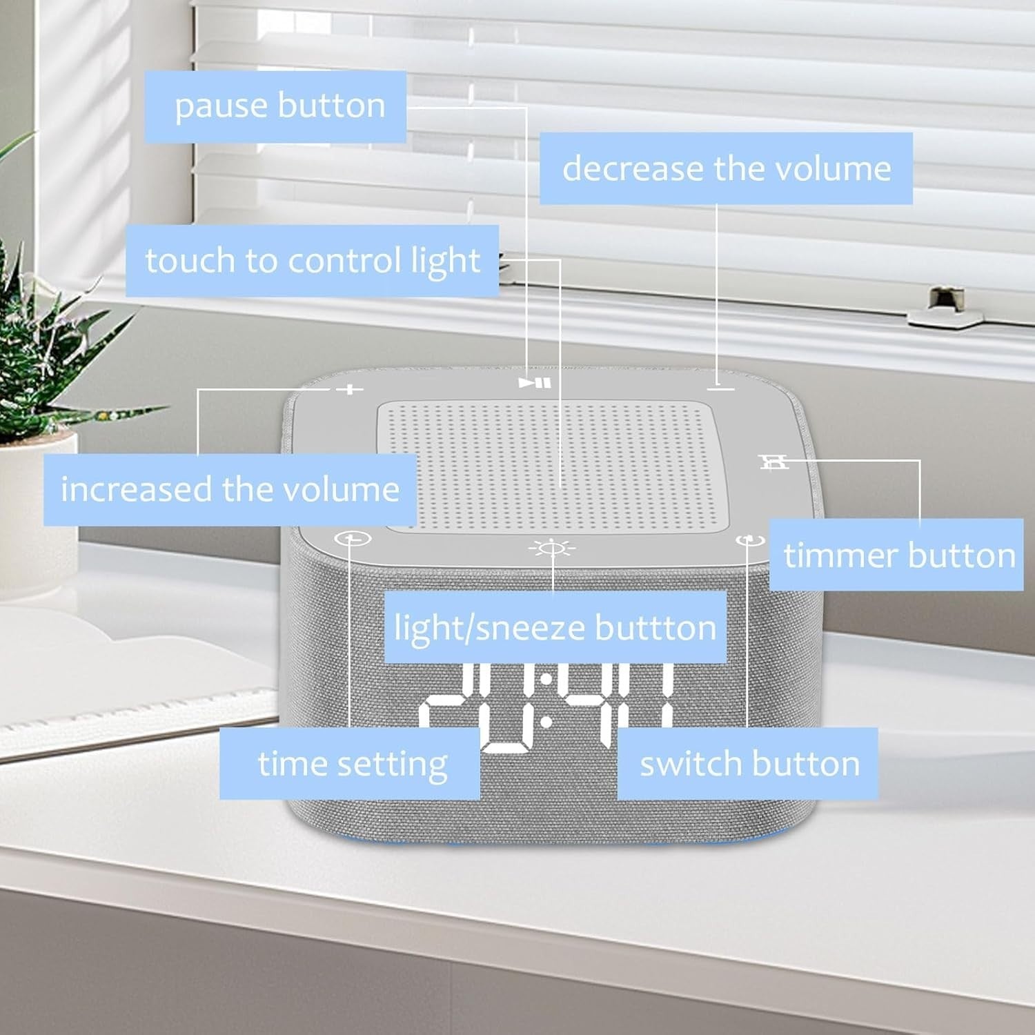 White Noise Machine with 32 Soothing Sounds, 8-Color Night Light