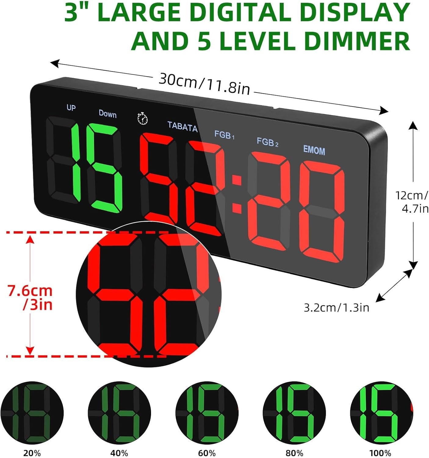 Large Digital Gym Timer Wall Clock Interval Countdown Remote Control