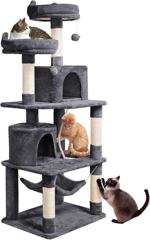 158cm Cat Tree Tower Multi Level Scratching Post Indoor Climber with Hammock