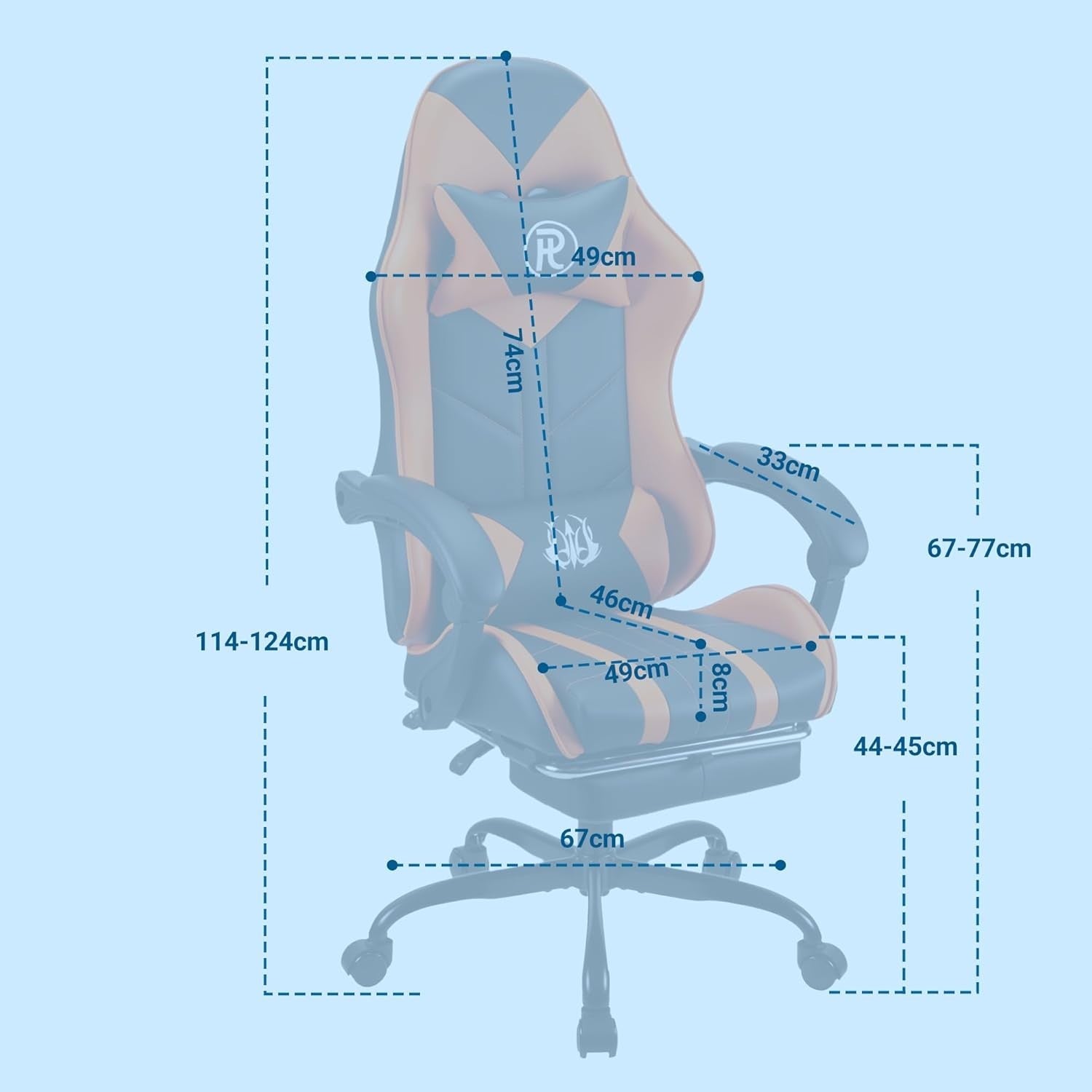 Ergonomic Orange Gaming Chair Recliner PU Leather Office PC Desk Seat