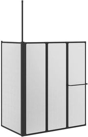 Black Aluminium Folding Shower Screen 120x70x137cm Waterproof Panel