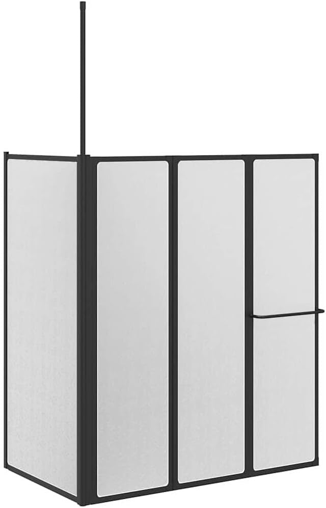 Black Aluminium Folding Shower Screen 120x70x137cm Waterproof Panel