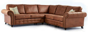 Luxury Brown L-Shaped Corner Sofa 5 Seater Faux Leather High Back Suite