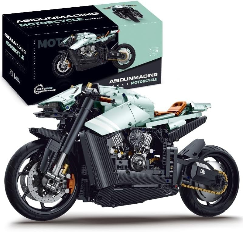 2176-Piece Mechanical Motorcycle Building Kit with Realistic Moving Parts