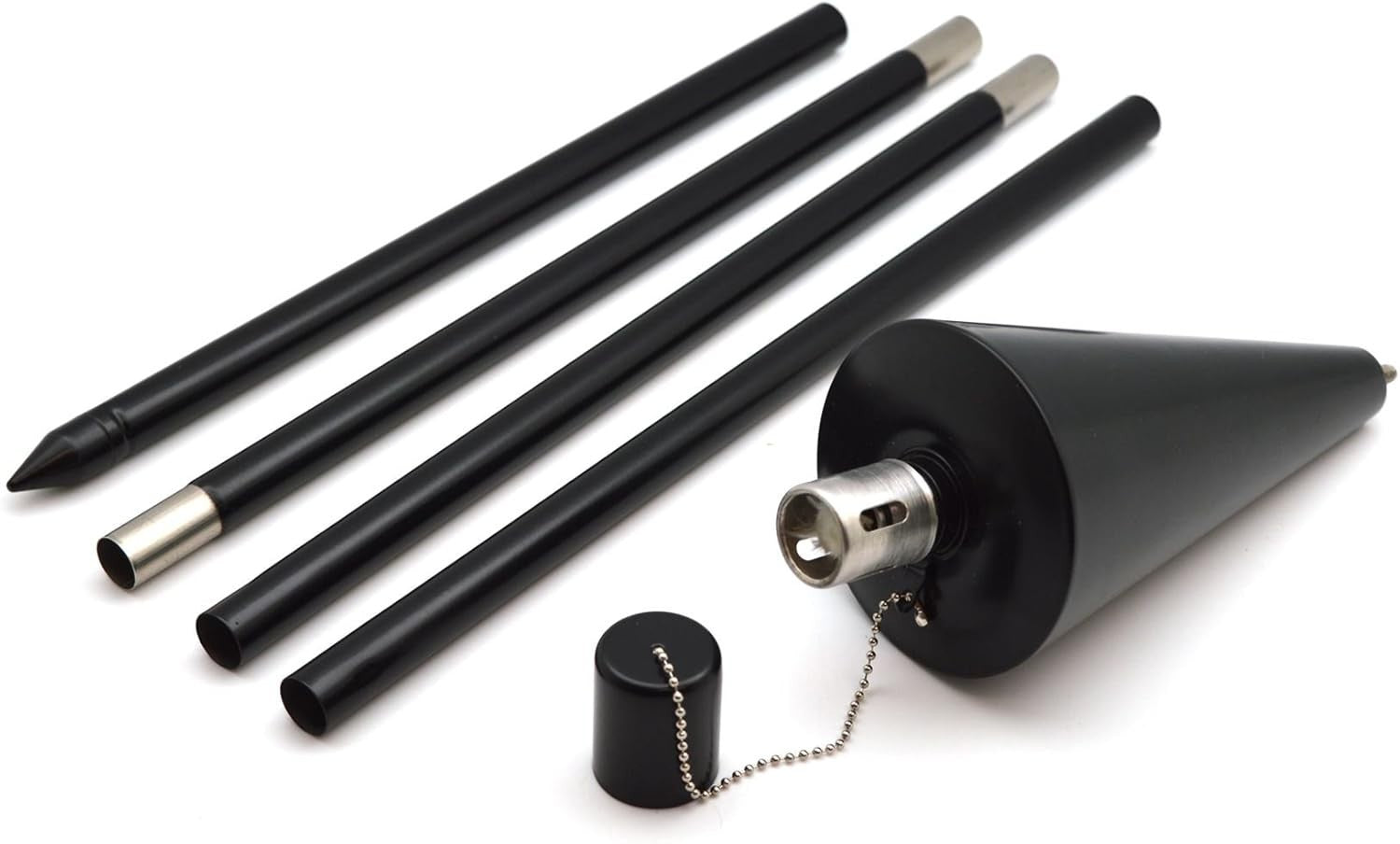 12 Pack Harbour Housewares Metal Garden Torches 146cm Black Cone Lanterns