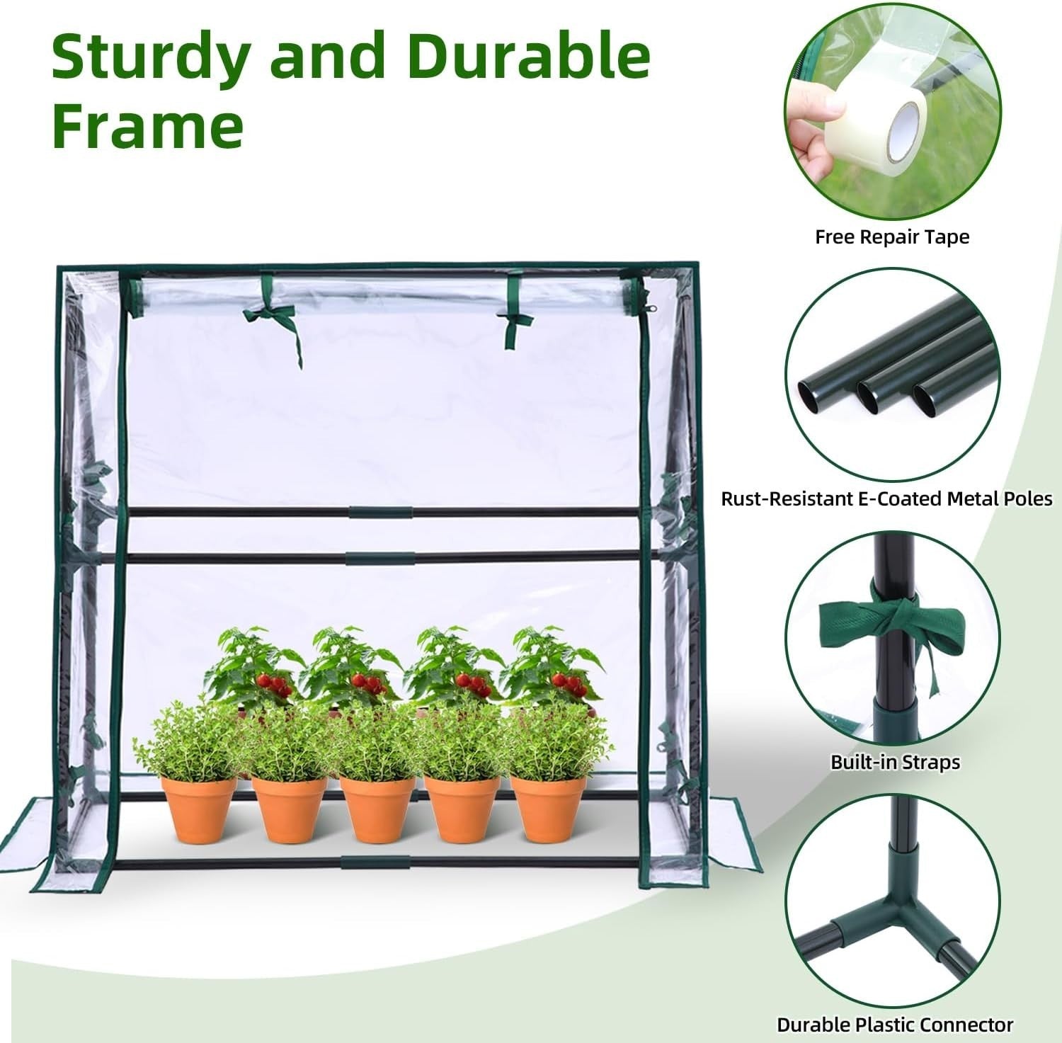 Mini Greenhouse for Indoor Outdoor Plants PVC Waterproof Cover 91x45x84cm