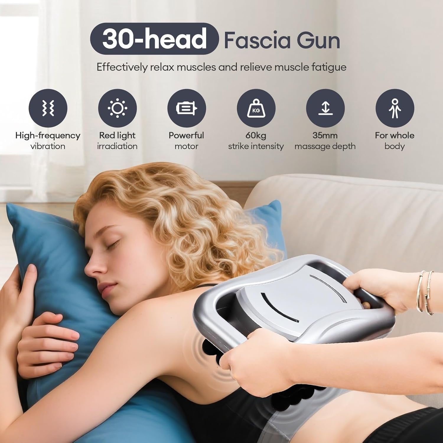 30 Head Deep Tissue Massage Gun Full Body Muscle Relief LCD Red Light