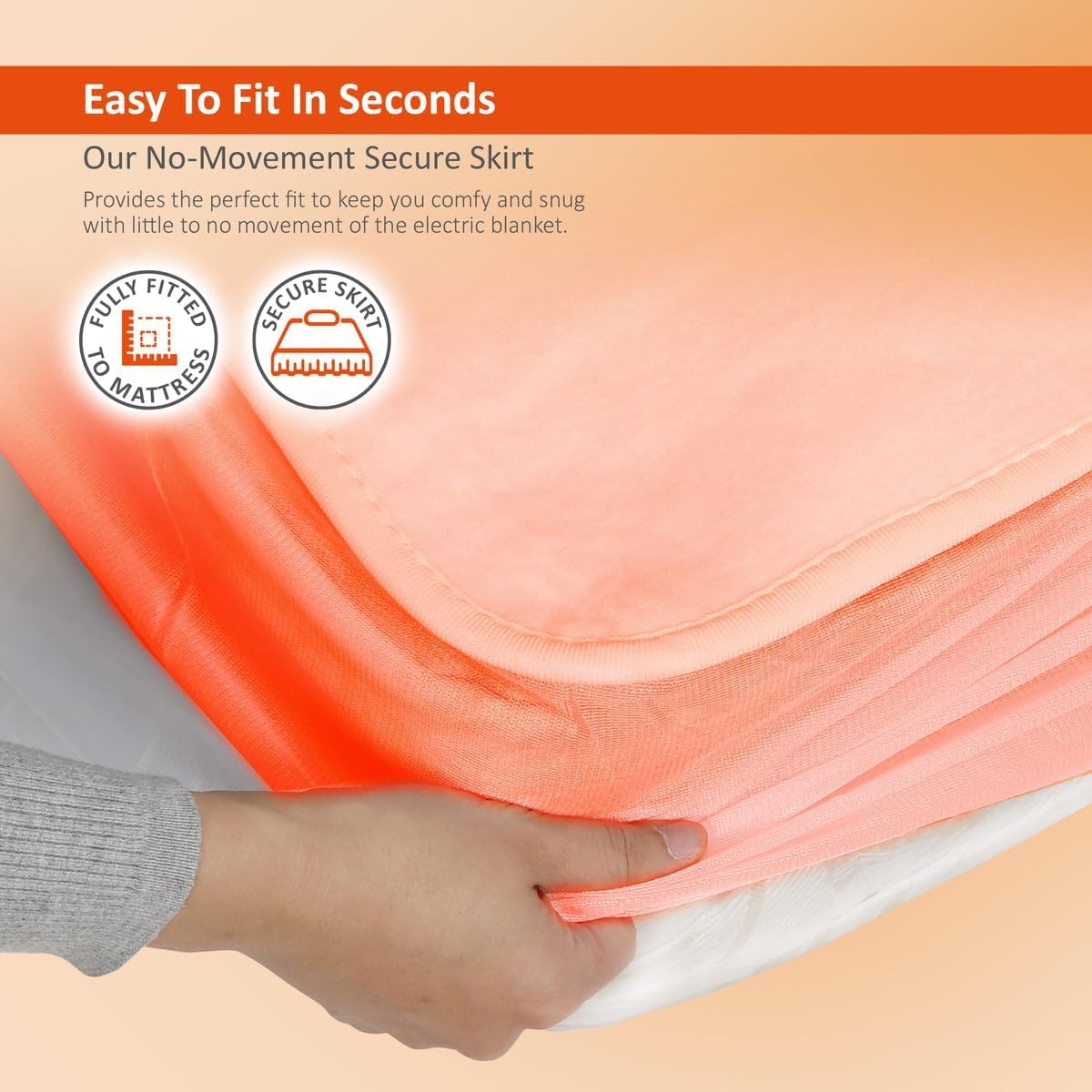 Electric Heated Mattress Blanket King 203x152cm Dual Control Fitted Washable