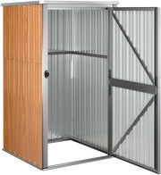 Outdoor Metal Garden Storage Shed with Sloped Roof & Handle Brown 88x89x161cm