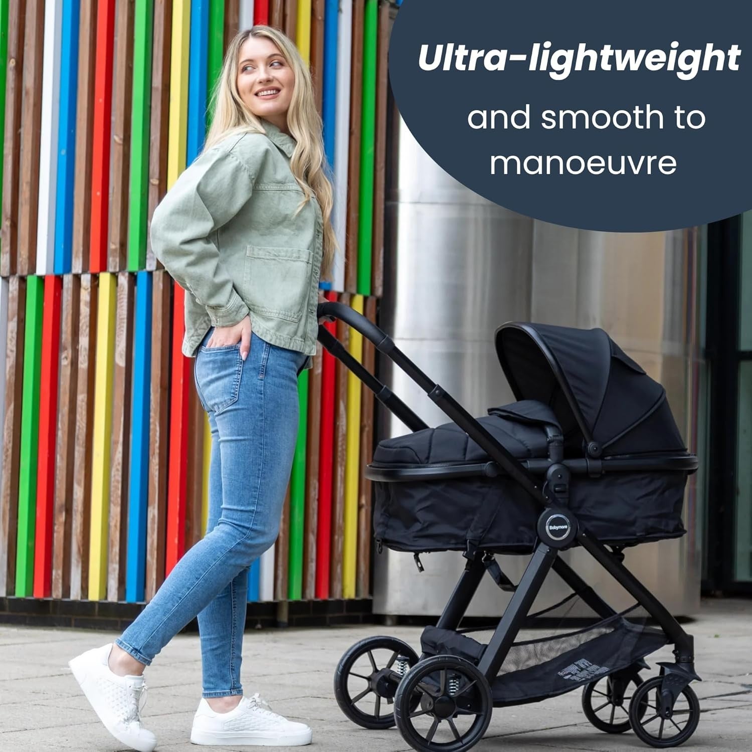 2 in 1 Baby Pram Pushchair Lightweight Foldable Carrycot 22kg