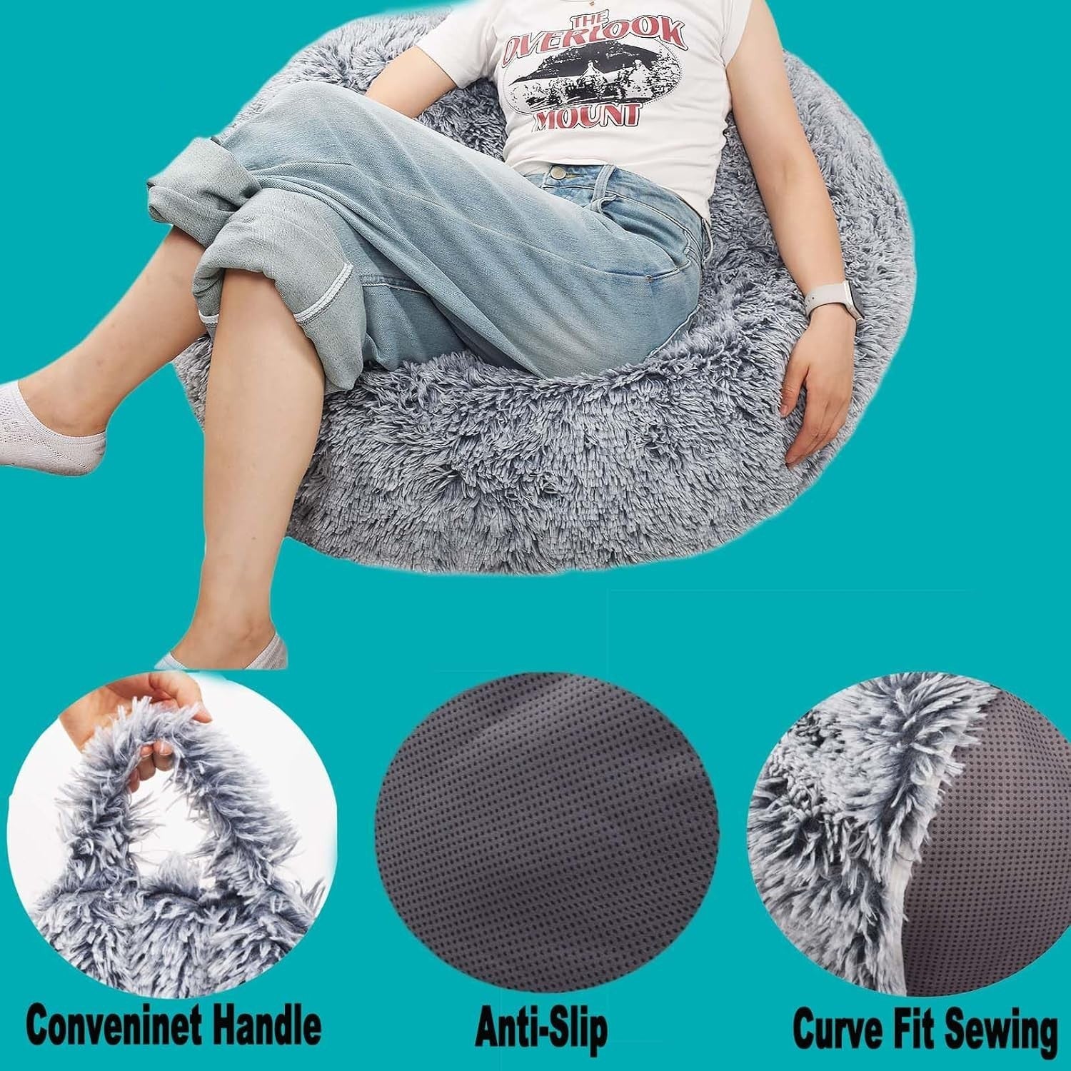 Ultra Soft Faux Fur Bean Bag Chair Cover Storage for Kids Teens Plush Toys