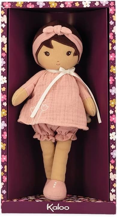 32cm Soft Fabric Baby Doll Pink Muslin Dress Personalised Ribbon Newborn Gift