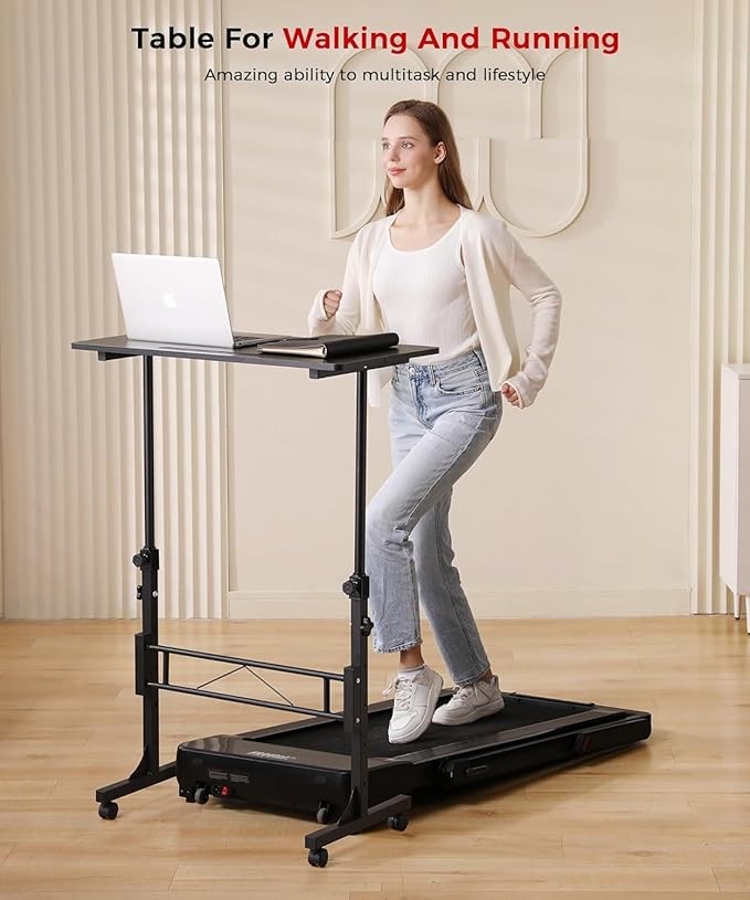 Adjustable Standing Desk Mobile Laptop Desk with Wheels 80x40cm Black