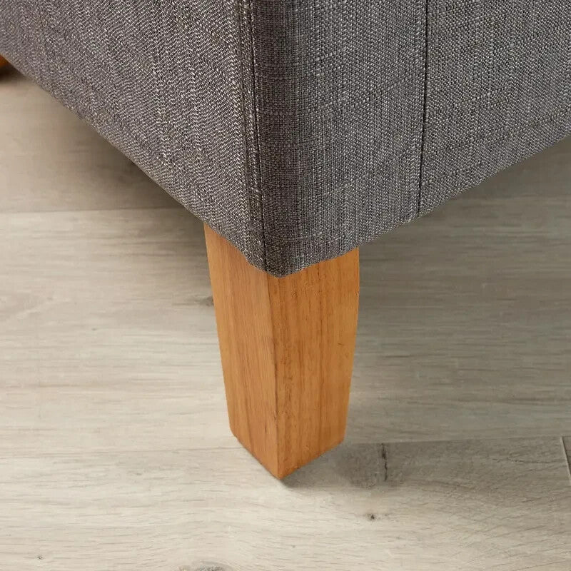 Light Grey Fabric Tub Chair Armchair with Wood Legs Modern Lounge Seat