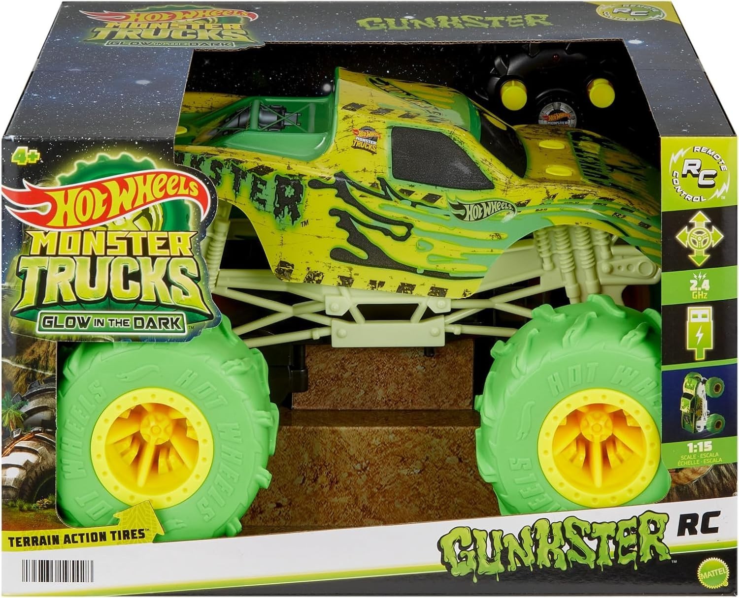 Glow in the Dark Monster RC Truck 1:15 Scale – Off Road 4WD Stunt Car
