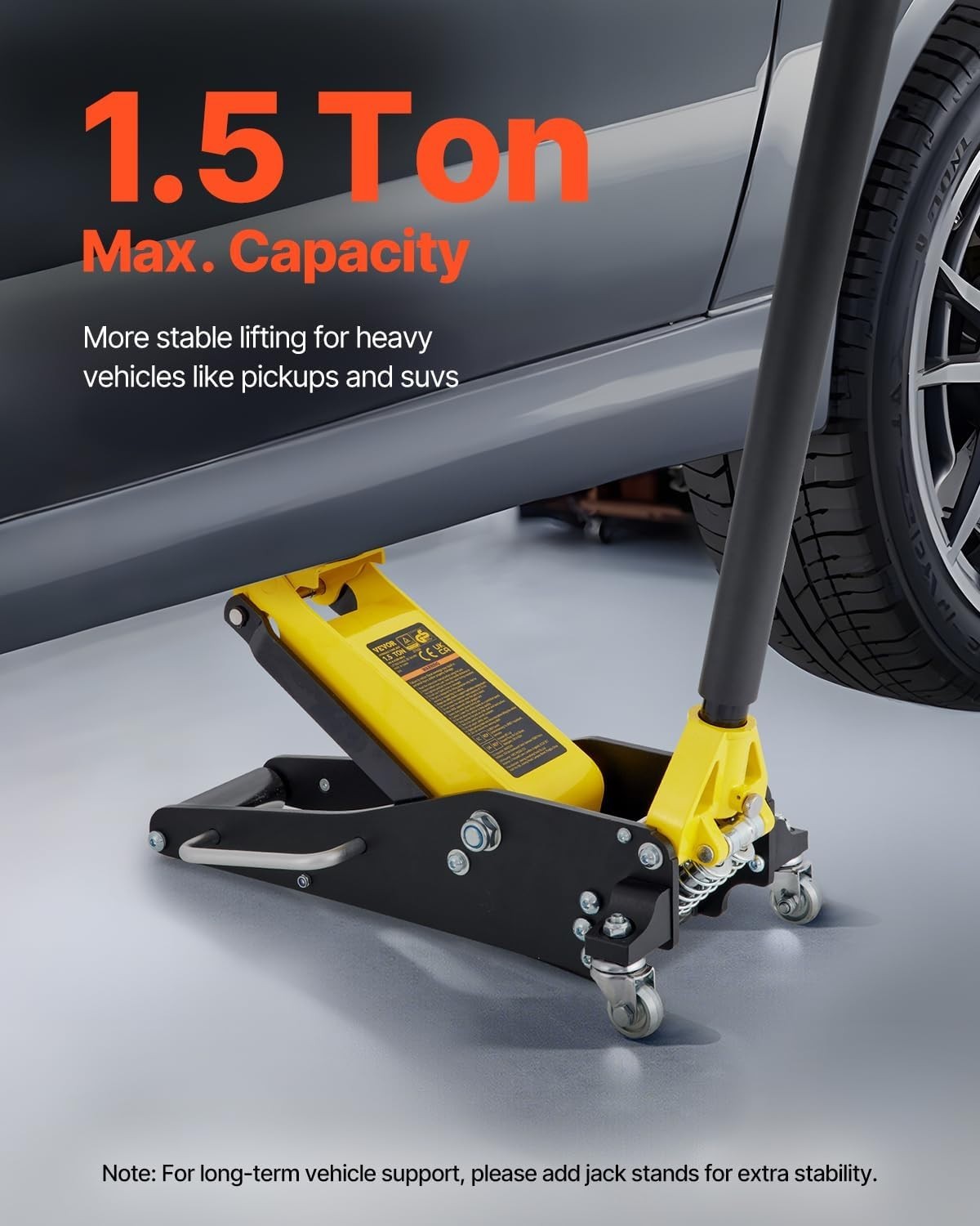 1.5 Ton Low Profile Racing Floor Jack Dual Piston Quick Lift 80–365mm Aluminum