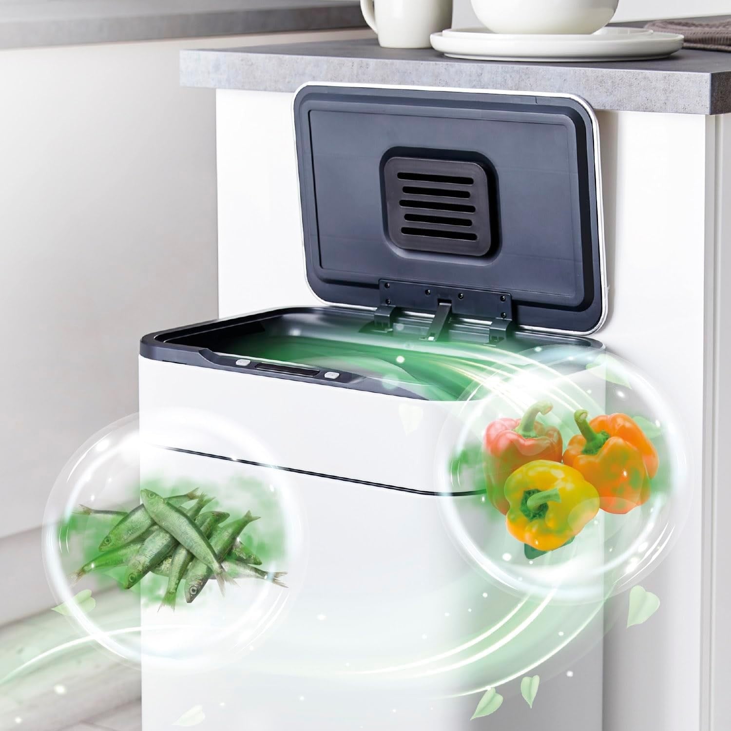 60L Touchless Kitchen Bin | Automatic Sensor Trash Can White