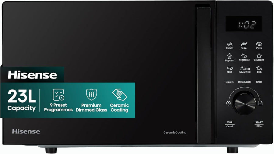 23L 800W Digital Microwave Black Auto Defrost Smart Cook