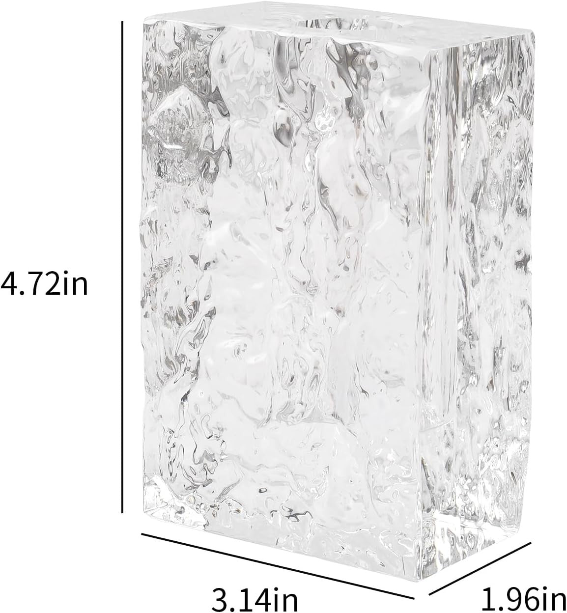 Crystal Glass Vase Ice Texture Modern Rectangular Tabletop Home Decor