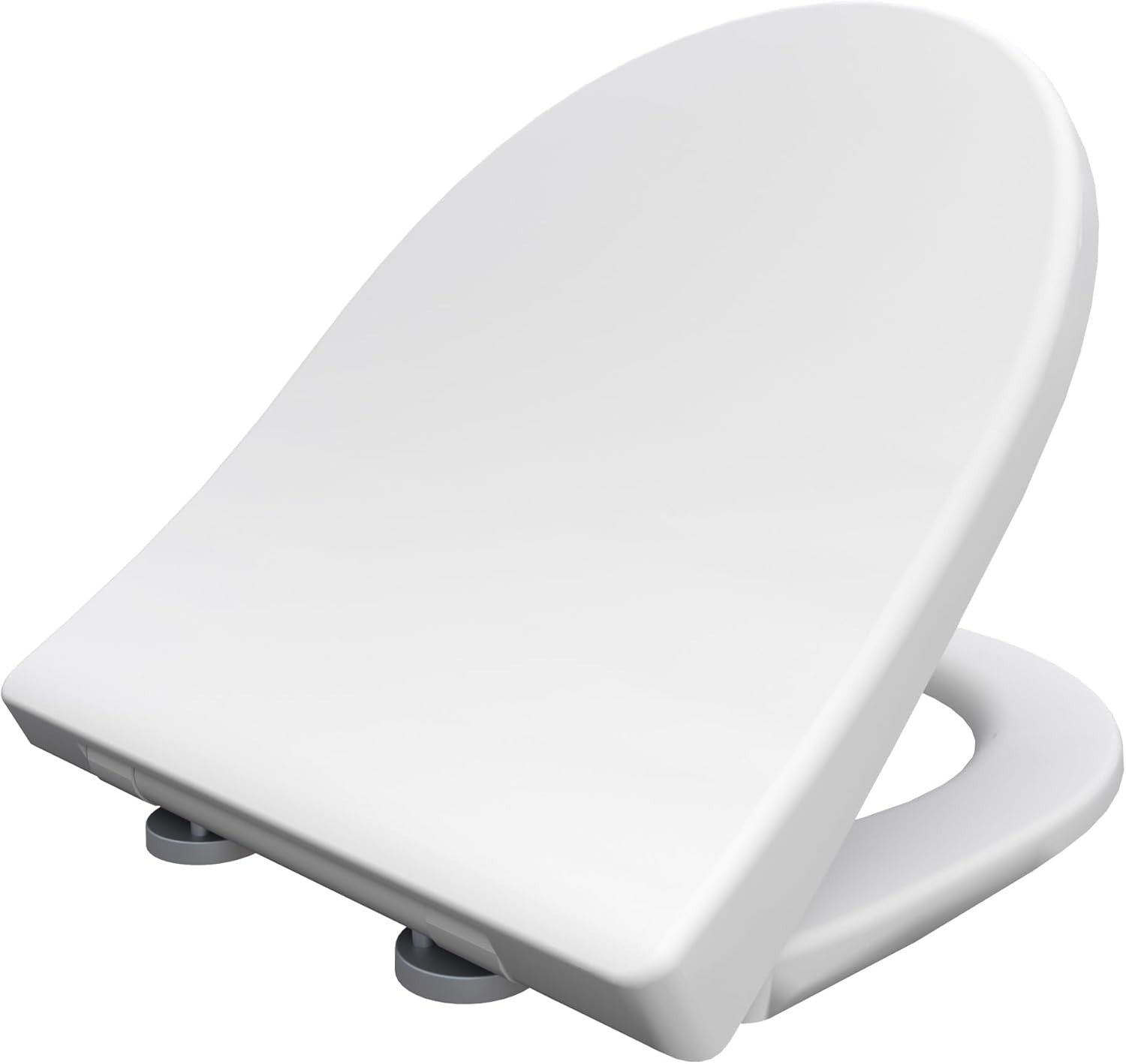 D-Shape Soft Close Toilet Seat Antibacterial Quick Release White