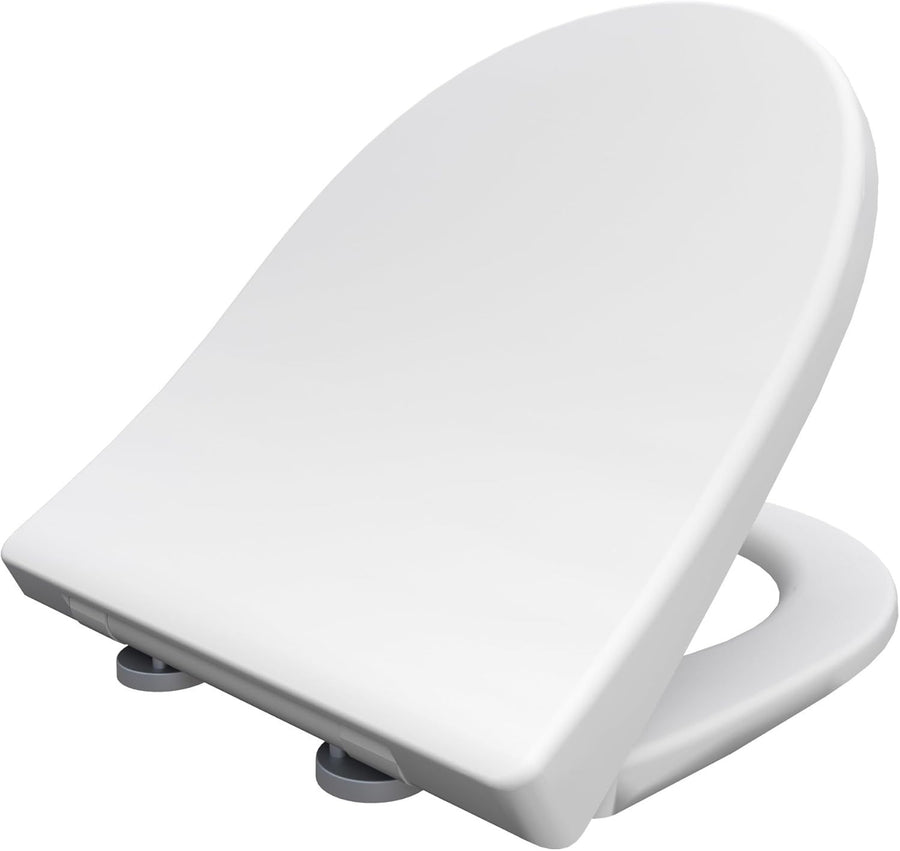 D-Shape Soft Close Toilet Seat Antibacterial Quick Release White