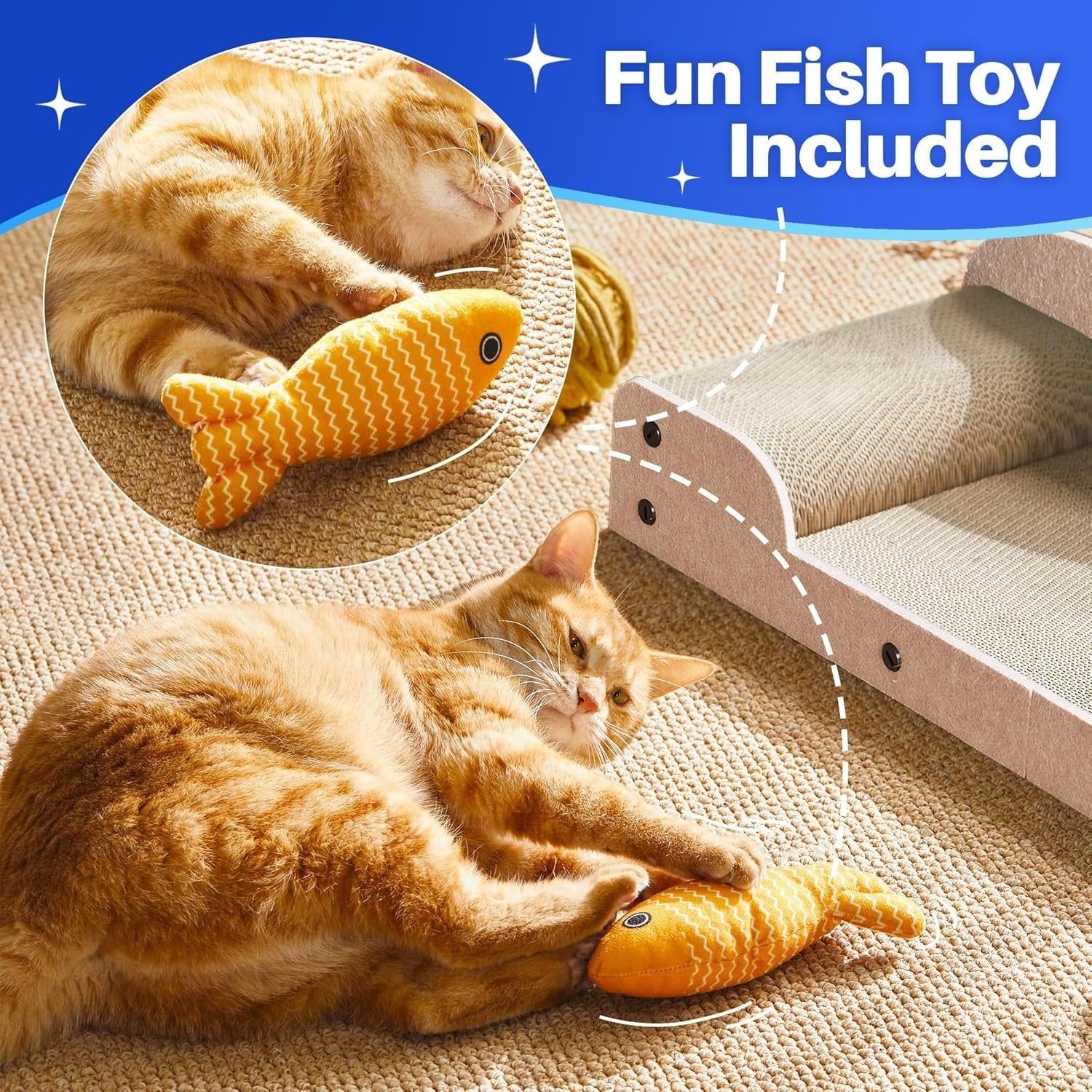 Large Cat Scratcher Lounge Bed 66cm Cardboard Scratch Pad Sofa